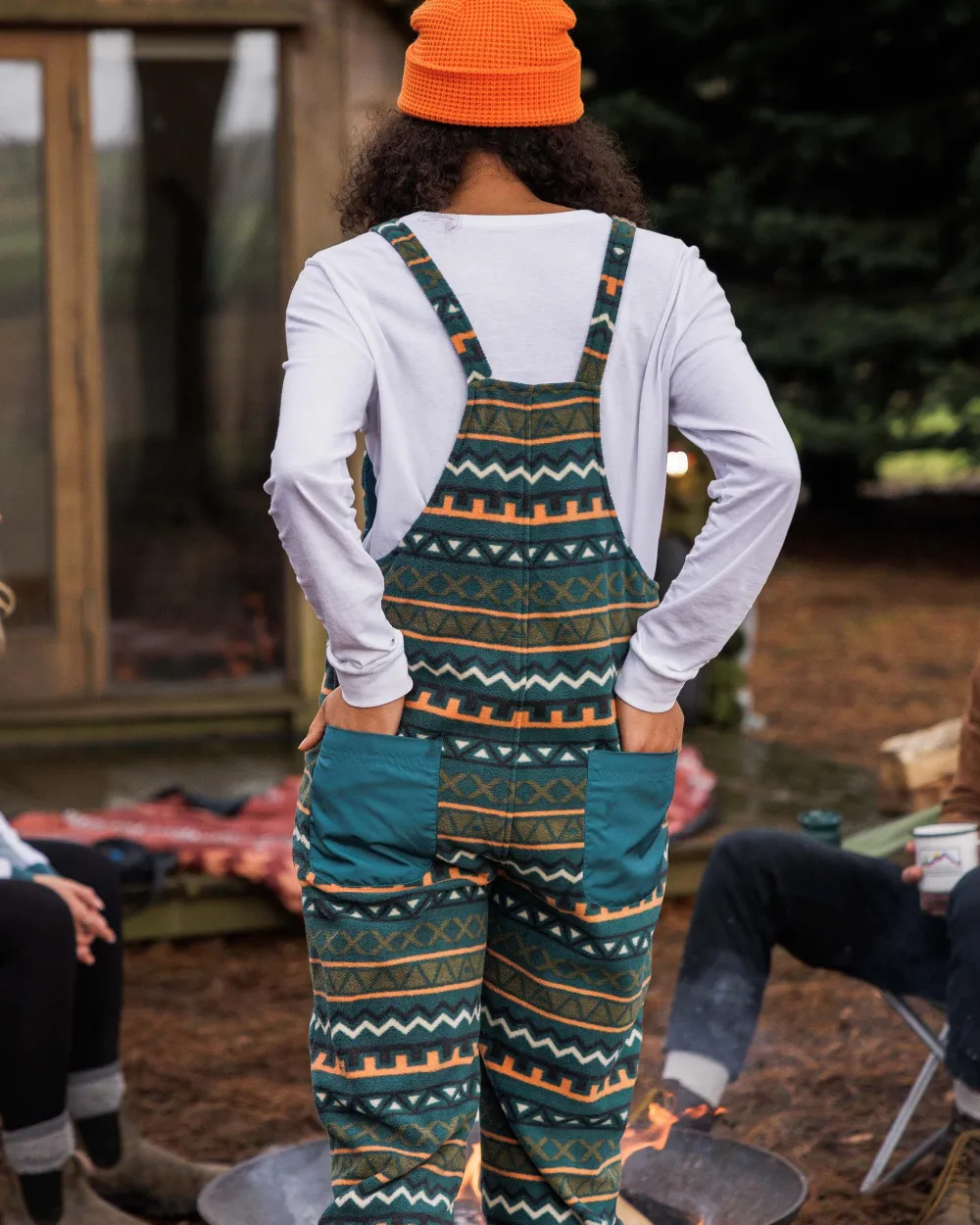 Passenger Dungarees & Pants|Best Sellers>Ace Recycled Polar Fleece Dungarees Retro Geo Mediterranean