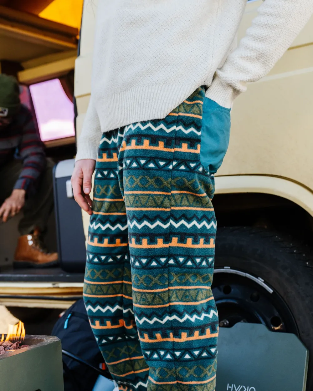 Passenger Dungarees & Pants|Best Sellers>Ace Recycled Polar Fleece Dungarees Retro Geo Mediterranean