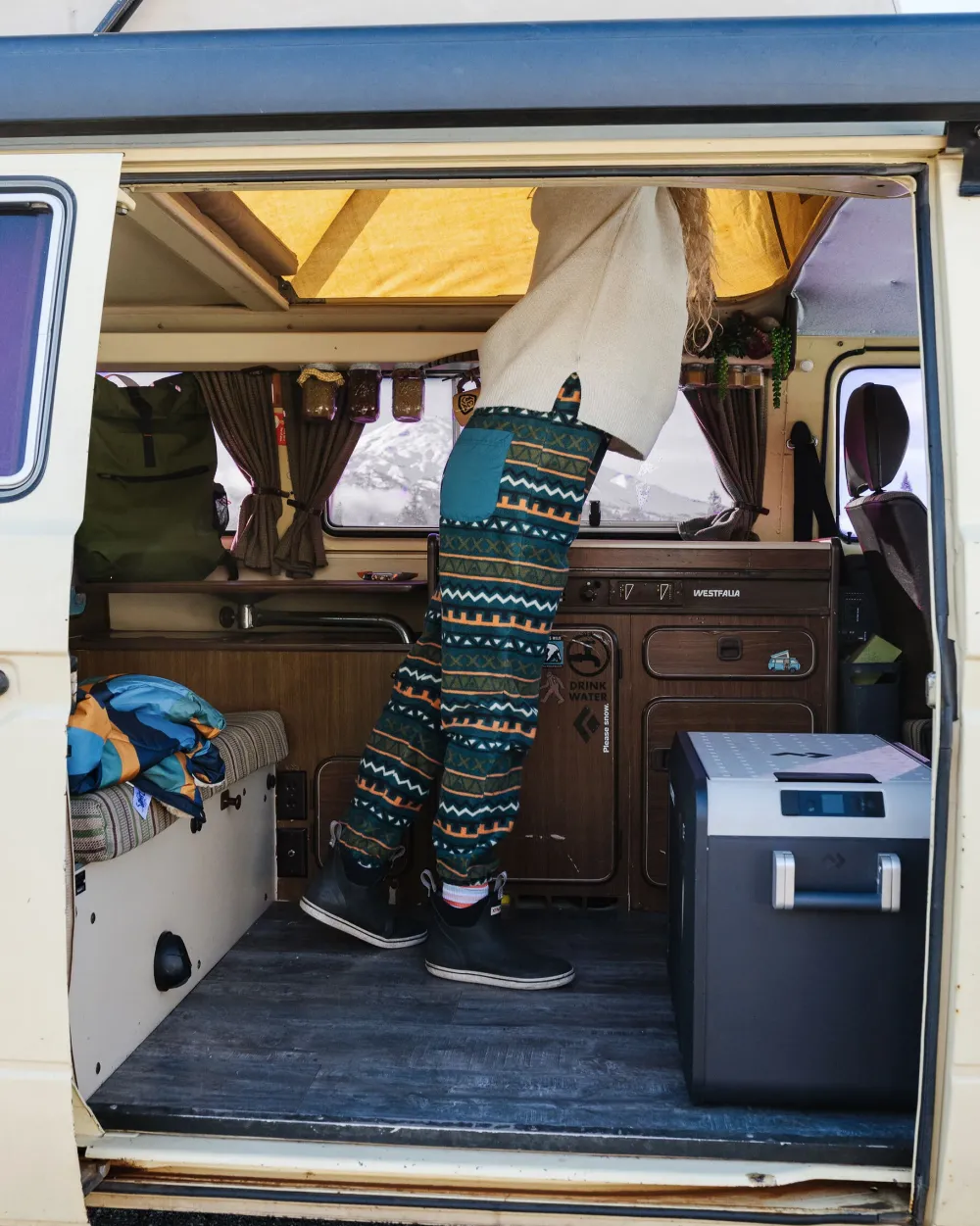 Passenger Dungarees & Pants|Best Sellers>Ace Recycled Polar Fleece Dungarees Retro Geo Mediterranean