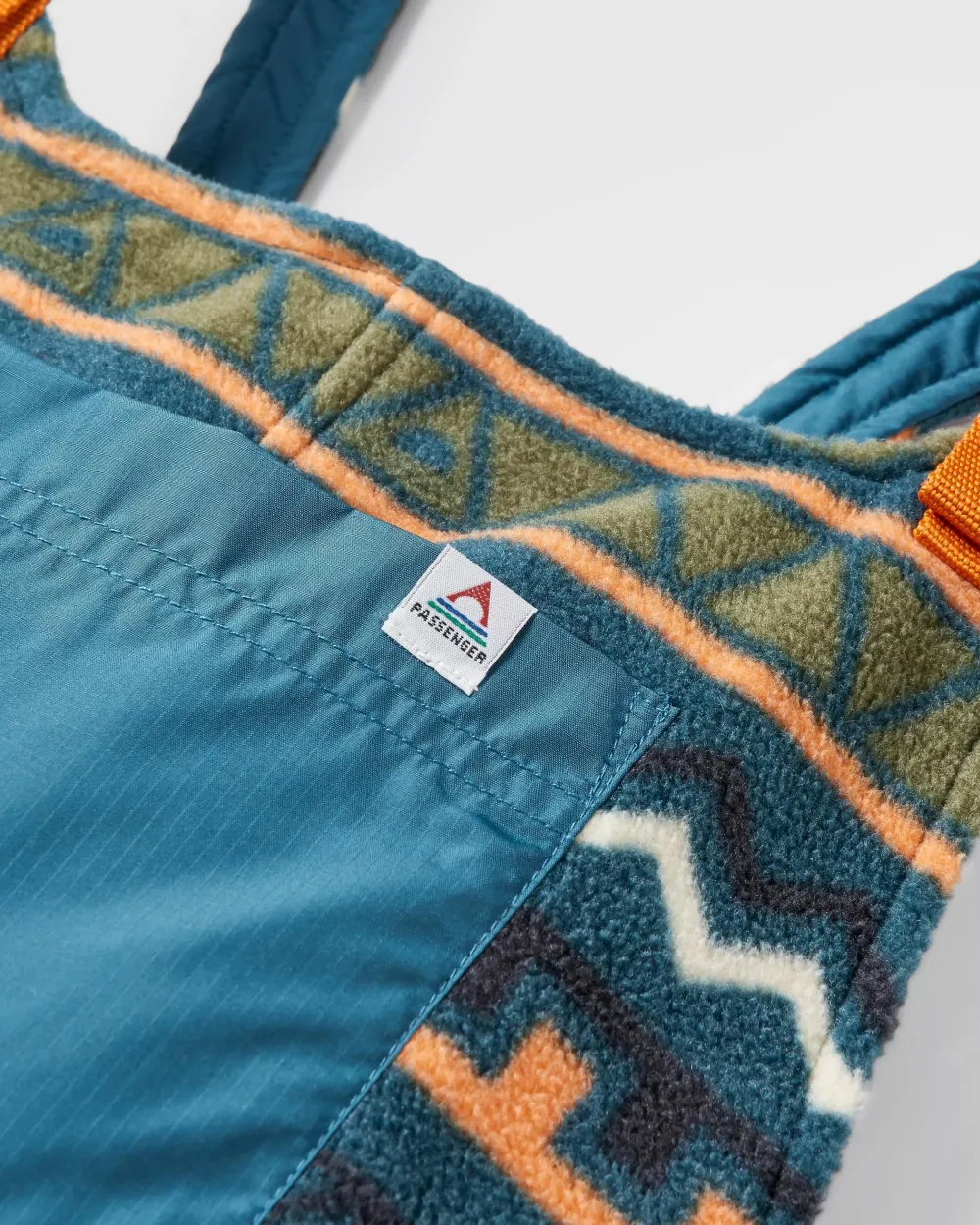 Passenger Dungarees & Pants|Best Sellers>Ace Recycled Polar Fleece Dungarees Retro Geo Mediterranean