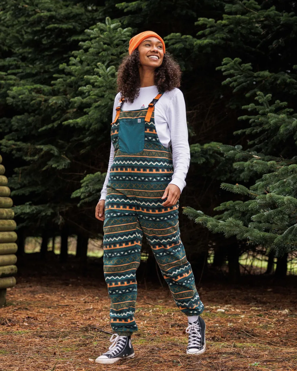 Passenger Dungarees & Pants|Best Sellers>Ace Recycled Polar Fleece Dungarees Retro Geo Mediterranean