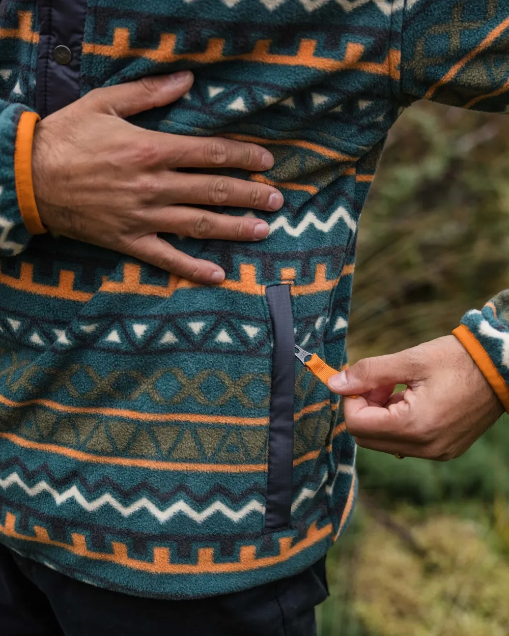 Floris van Bommel Fleece|Fleece>Adrift Recycled Polar Fleece Retro Geo Mediterranean