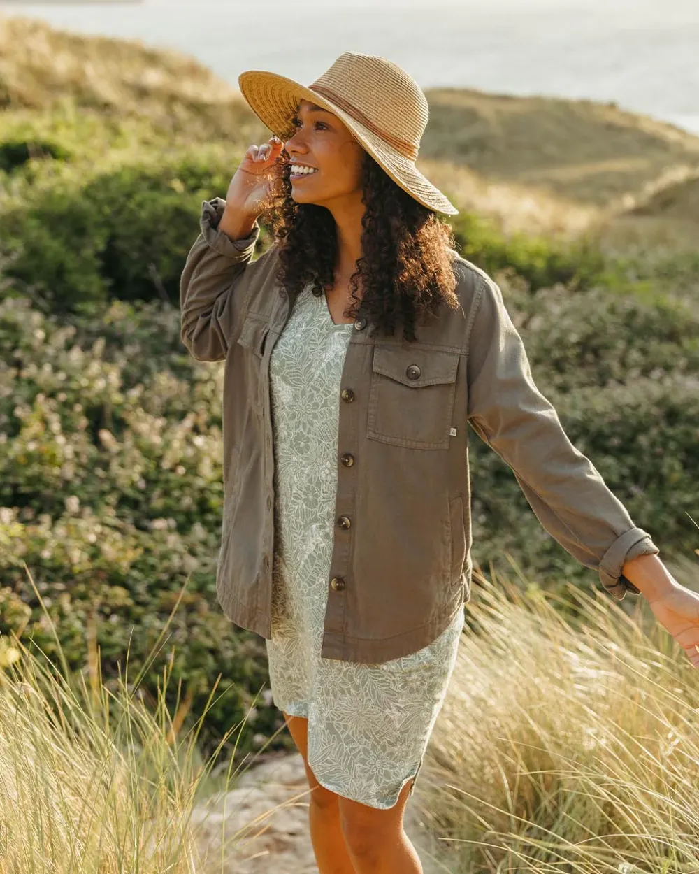 Passenger Dresses & Skirts|Women's Outlet>Ambrose Oversized Dress Pistachio Floral