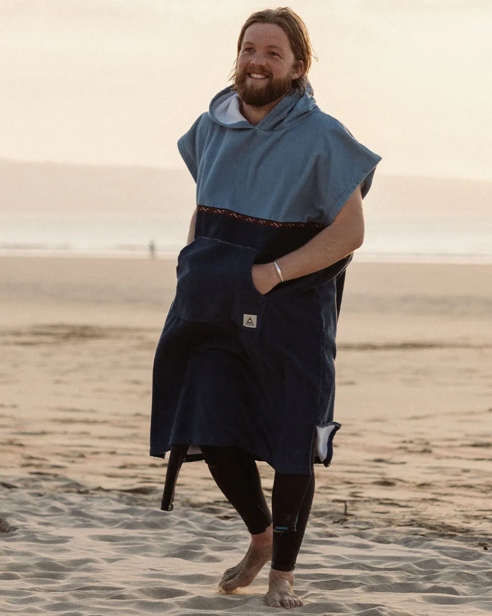 Floris van Bommel Surf Accessories|Surf Accessories>Baja Recycled Towel Poncho Provincial Blue/ Dark Denim