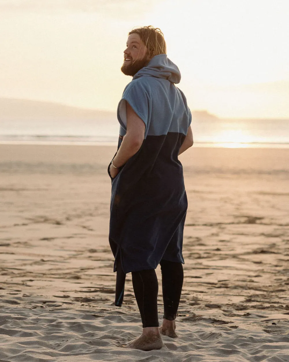 Floris van Bommel Surf Accessories|Surf Accessories>Baja Recycled Towel Poncho Provincial Blue/ Dark Denim