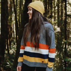 Passenger Knitwear|Women's Outlet>Bay Knitted Jumper Charcoal Stripe