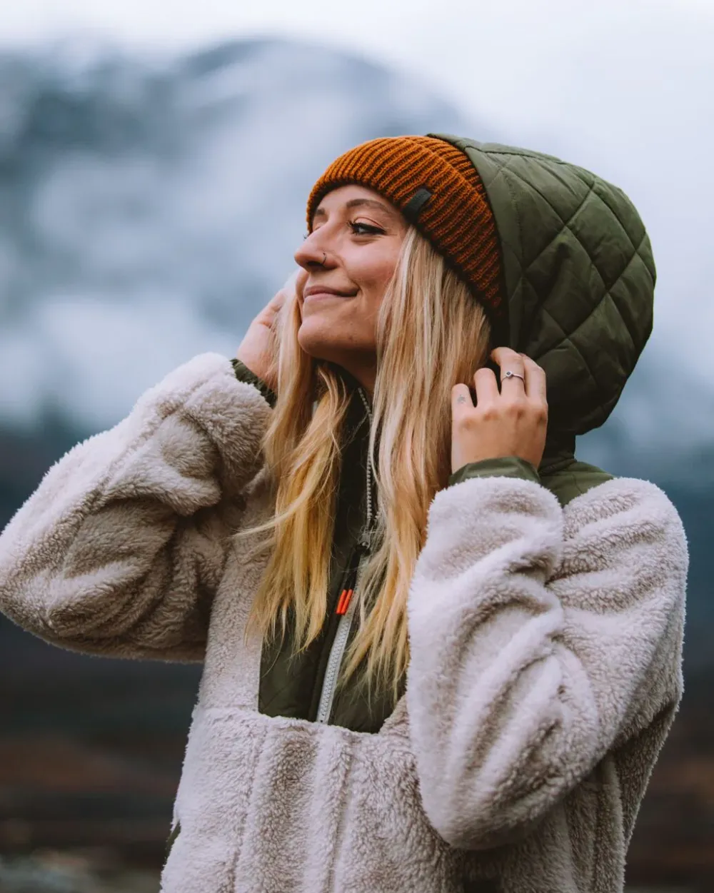 Passenger Fleece|Fleece>Beaumont Recycled Sherpa Hooded Fleece Warm Ivory