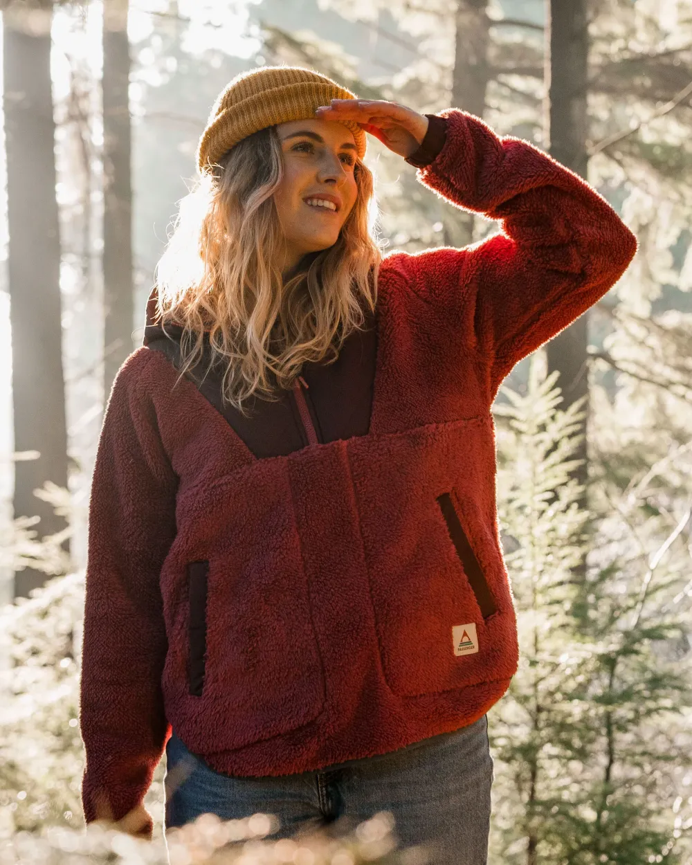 Passenger Fleece|Fleece>Beaumont Recycled Sherpa Hooded Fleece Earth Red