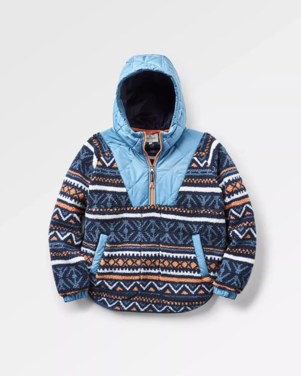 Passenger Fleece|Fleece>Beaumont Recycled Sherpa Hooded Fleece Homespun Stripe Navy