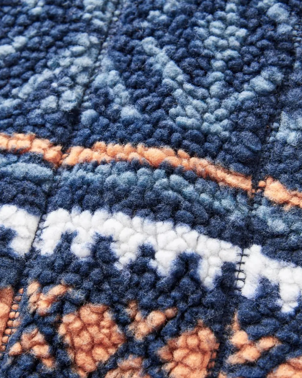 Passenger Fleece|Fleece>Beaumont Recycled Sherpa Hooded Fleece Homespun Stripe Navy