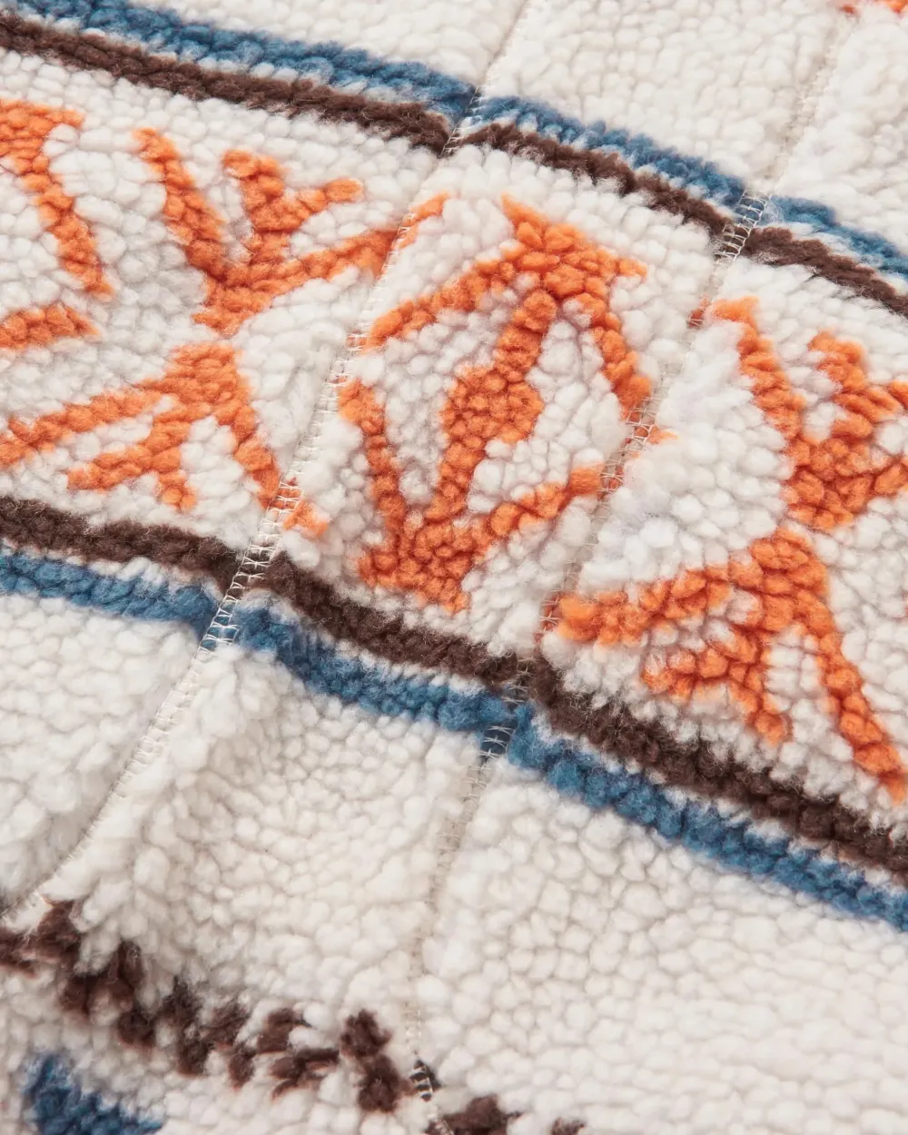 Passenger Fleece|Fleece>Beaumont Recycled Sherpa Hooded Fleece Homespun Stripe Sunrise Orange