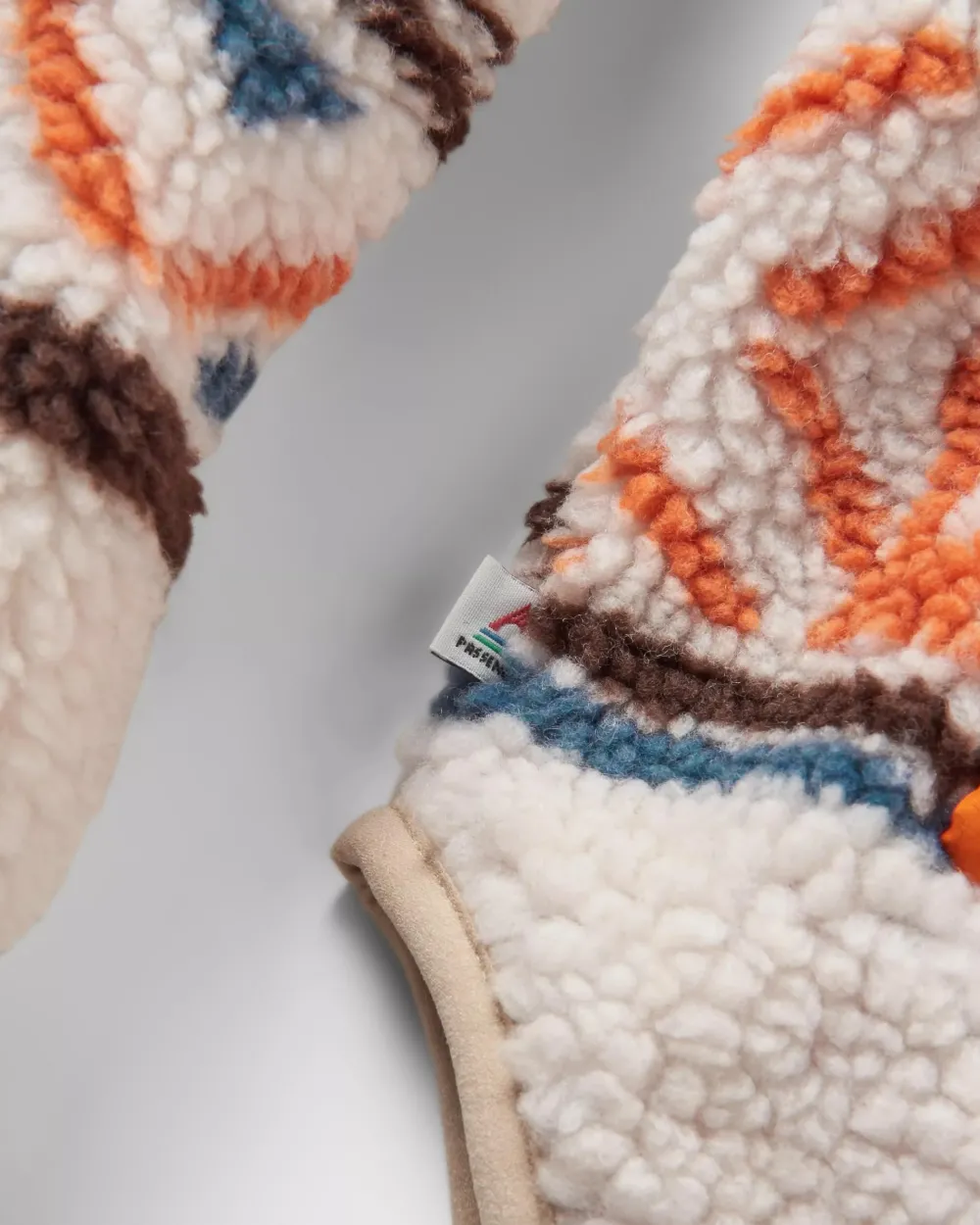 Passenger Fleece|Fleece>Beaumont Recycled Sherpa Hooded Fleece Homespun Stripe Sunrise Orange