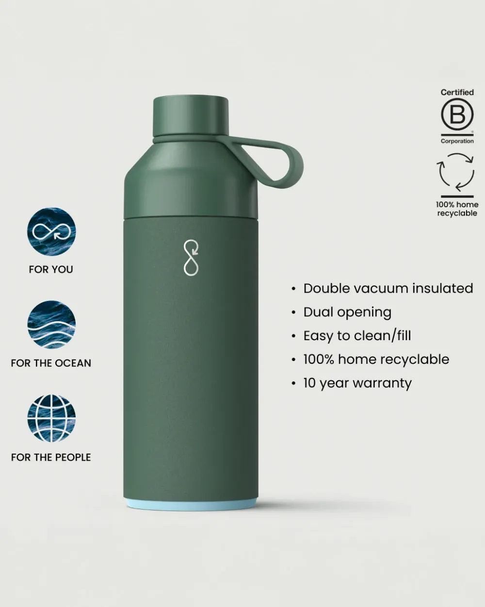 Floris van Bommel Outdoor Living|Outdoor Living>Big Ocean Bottle 1 Litre Passenger Forest Green