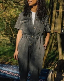 Passenger Jumpsuits & Playsuits|Dungarees & Pants>Bluebell Organic Cotton Boiler Suit Washed Black Denim
