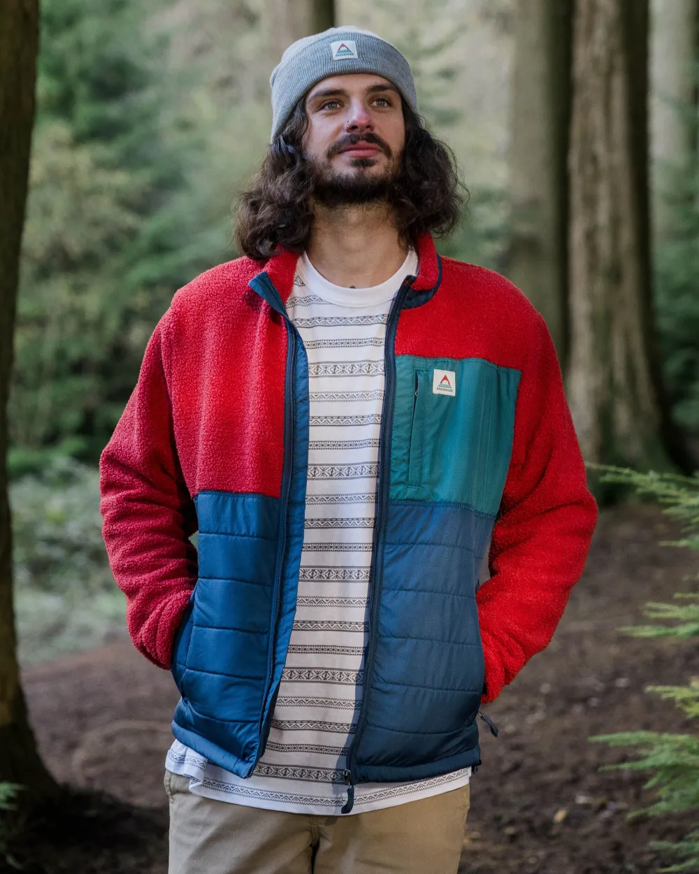 Floris van Bommel Fleece|Fleece>Born Explorer Recycled Polar-Lined Sherpa Fleece Cardinal