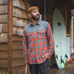 Passenger Shirts|Men's Outlet>Bozeman Shirt Buffalo Check Orange