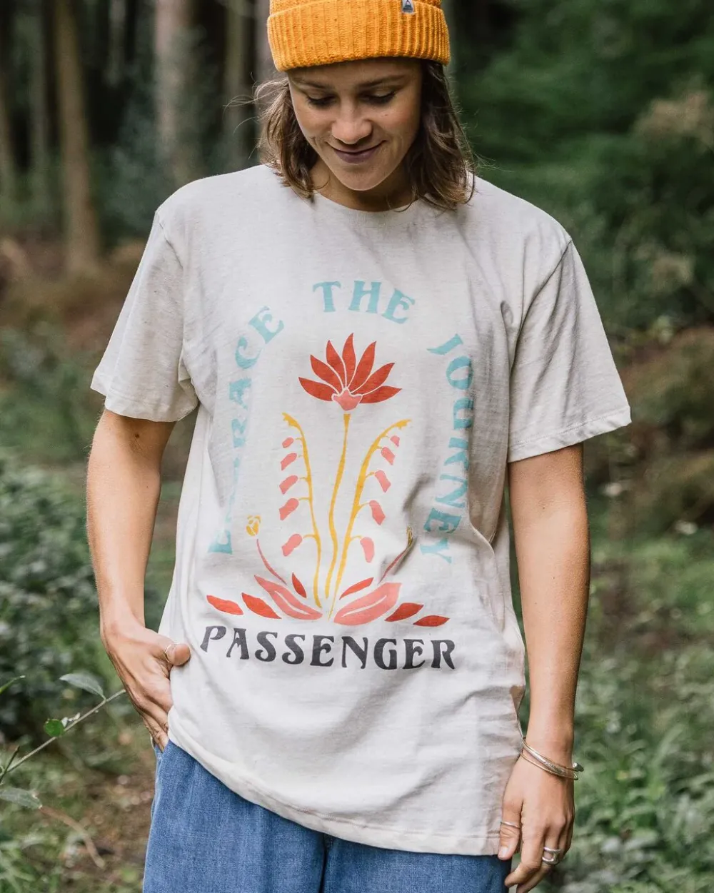 Passenger Tops & T-Shirts|Women's Outlet>Bud Recycled Cotton Oversized T-Shirt Milky Marl