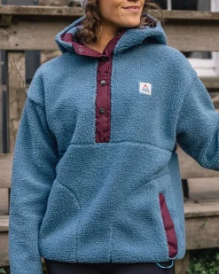 Passenger Fleece|Fleece>Calla Hooded Recycled Polar-Lined Fleece Washed Blue