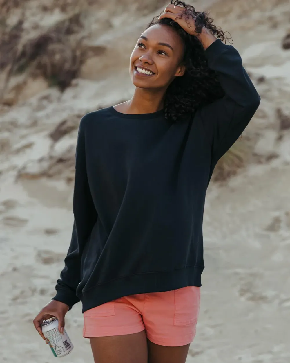 Passenger Hoodies & Sweatshirts>Chica Recycled Cotton Oversized Sweatshirt Black