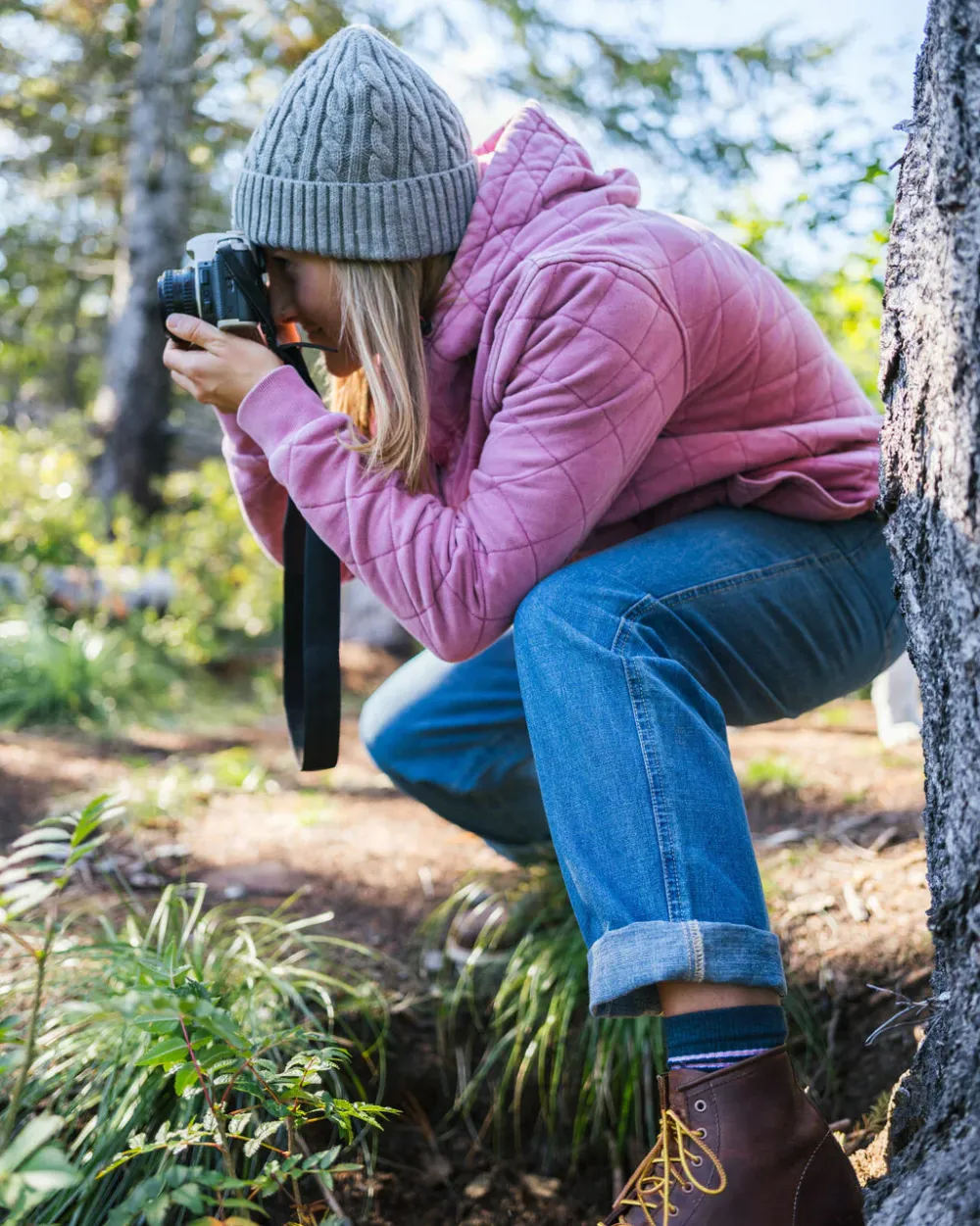 Passenger Hoodies & Sweatshirts>Clementine Recycled Quilted Popper Up Hoodie Mauve Haze