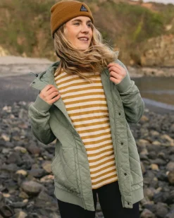 Passenger Hoodies & Sweatshirts|Activewear>Clementine Recycled Quilted Popper Up Hoodie Pistachio