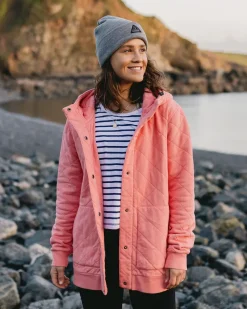 Passenger Hoodies & Sweatshirts|Activewear>Clementine Recycled Quilted Popper Up Hoodie Shell Pink