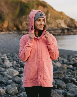 Passenger Hoodies & Sweatshirts|Activewear>Clementine Recycled Quilted Popper Up Hoodie Shell Pink