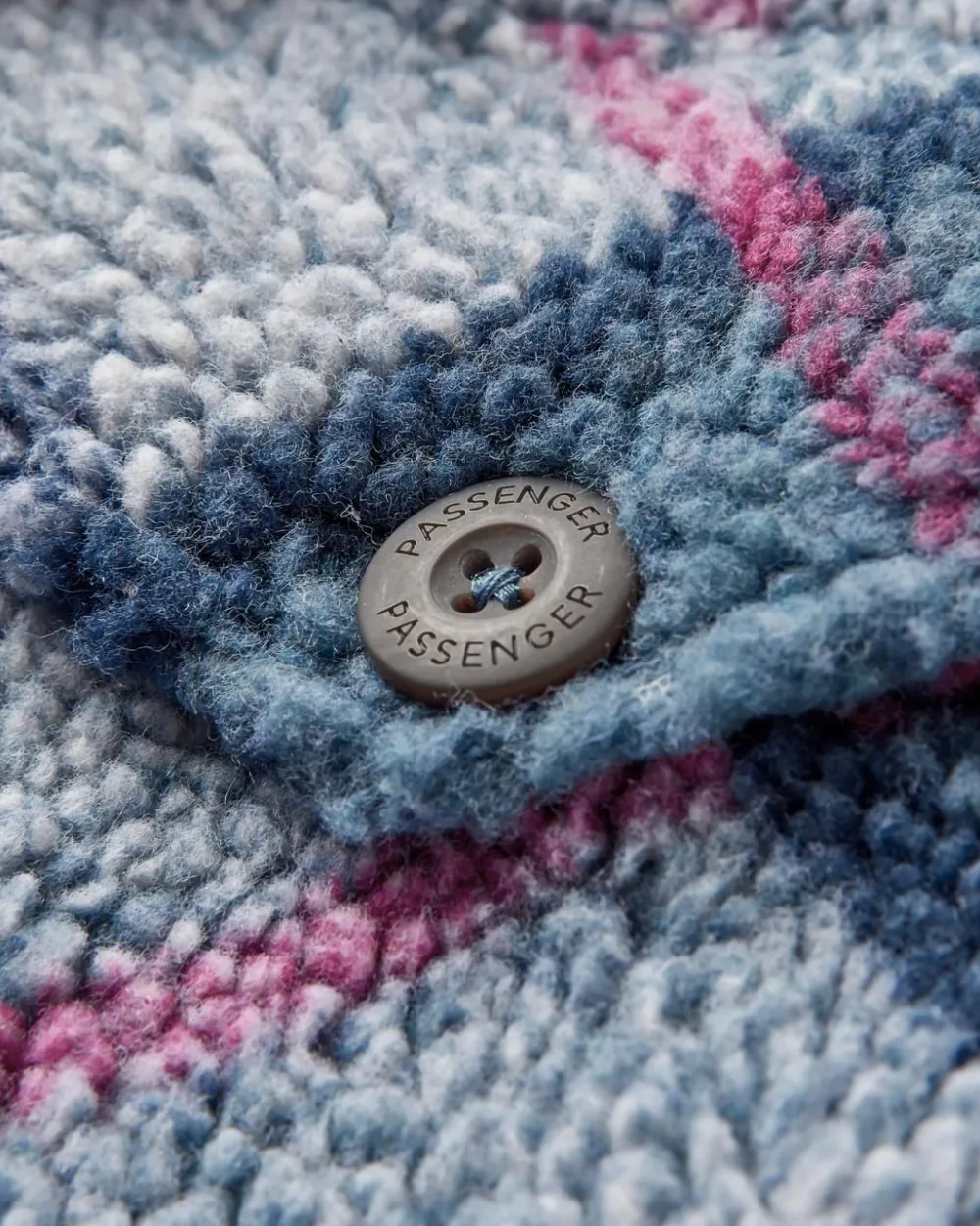 Passenger Shirts|Fleece>Cloudy Recycled Deep-Pile Sherpa Fleece Shirt Dark Denim Check