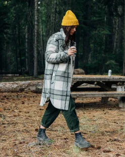 Passenger Fleece|Fleece>Cloudy Recycled Deep-Pile Sherpa Fleece Shirt Pistachio Check