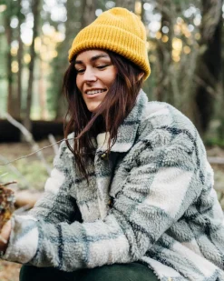 Passenger Fleece|Fleece>Cloudy Recycled Deep-Pile Sherpa Fleece Shirt Pistachio Check