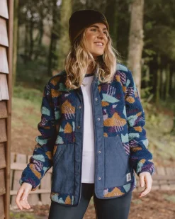 Passenger Fleece|Fleece>Clover Recycled Deep-Pile Sherpa Fleece Deep Blue Camo Pattern