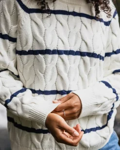 Passenger Knitwear|Women's Outlet>Comfort Organic Knitted Jumper Off White Stripe