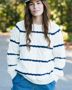 Passenger Knitwear|Women's Outlet>Comfort Organic Knitted Jumper Off White Stripe