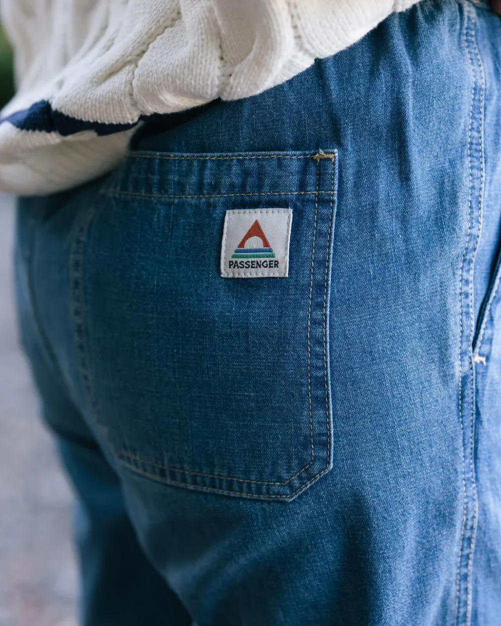 Passenger Dungarees & Pants|Women's Outlet>Compass Elasticated Waist Pants Washed Denim