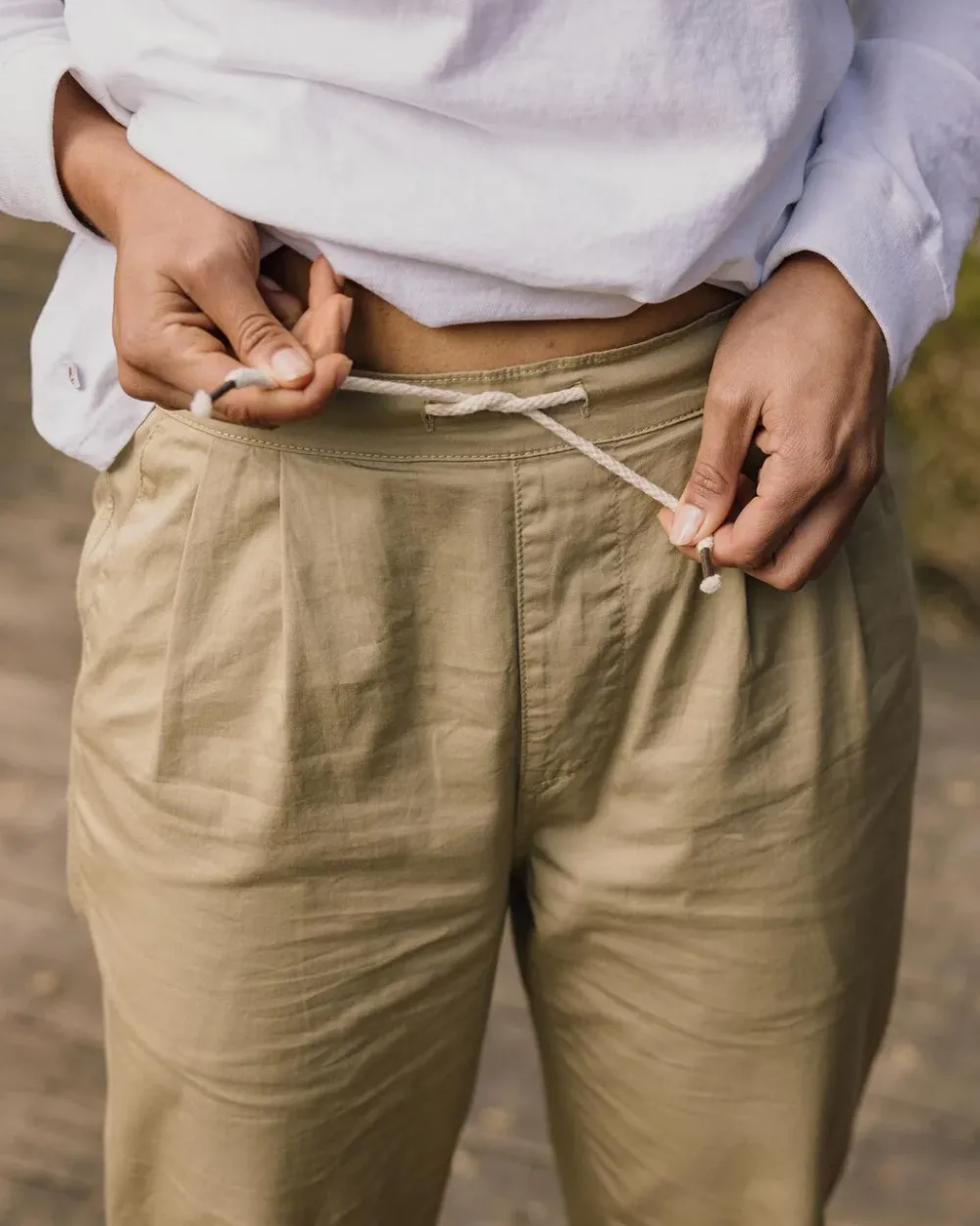 Passenger Dungarees & Pants>Compass Elasticated Waist Pants Biscuit