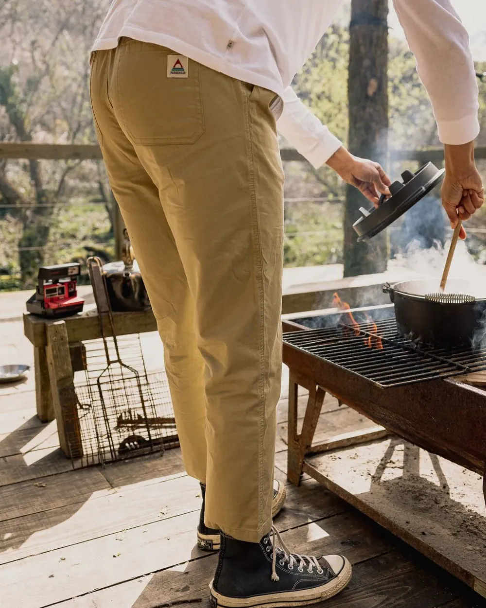 Passenger Dungarees & Pants>Compass Elasticated Waist Pants Biscuit