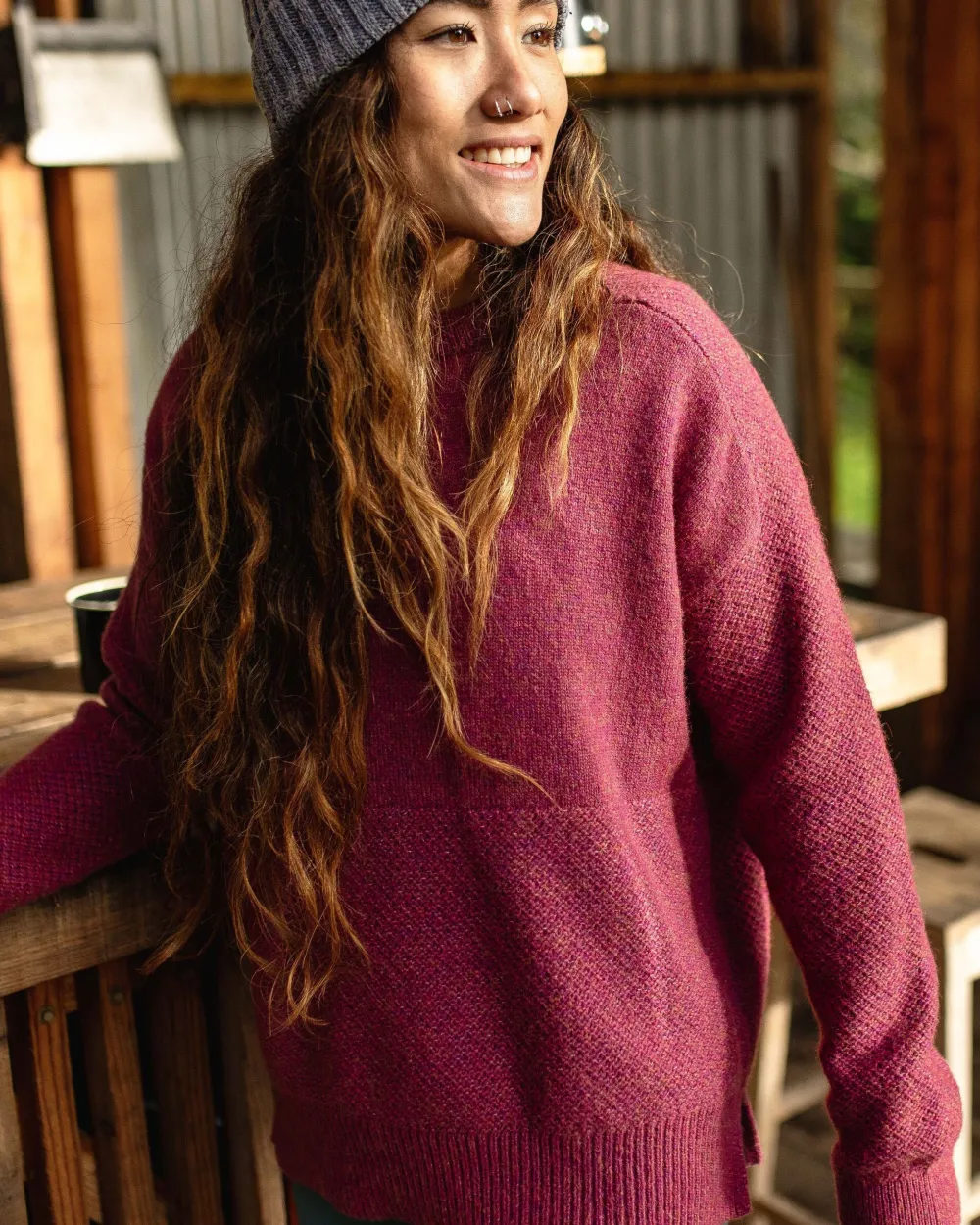 Passenger Knitwear|Best Sellers>Cove Recycled Knitted Jumper Rhubarb
