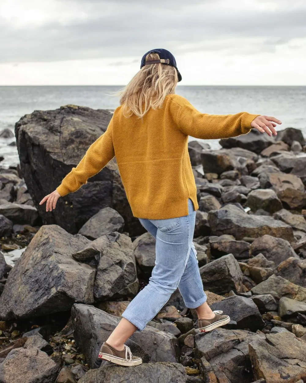 Passenger Knitwear|Best Sellers>Cove Recycled Knitted Jumper Amber Gold