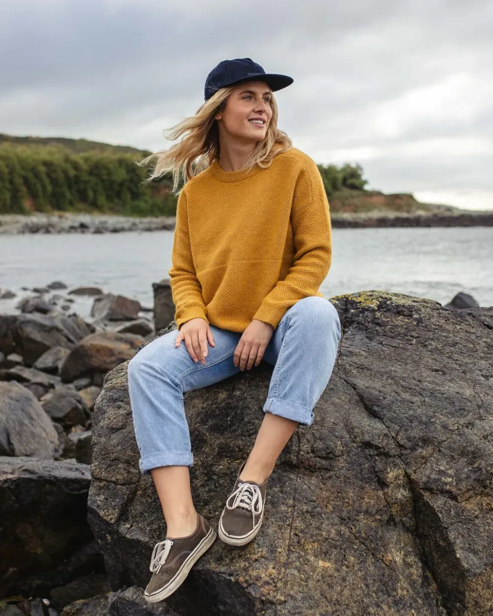 Passenger Knitwear|Best Sellers>Cove Recycled Knitted Jumper Amber Gold