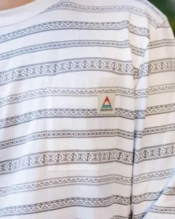 Passenger T-Shirts & Tank Tops|Men's Outlet>Crackle Organic Relaxed Fit LS T-Shirt White Fairisle Stripe