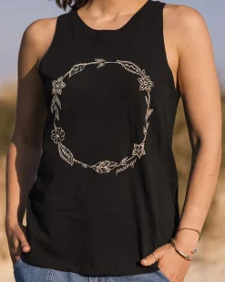 Passenger Tank Tops|Women's Outlet>Daisy Chain Recycled Cotton Tank Top Black