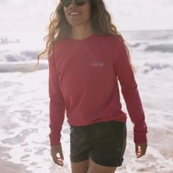 Passenger Tops & T-Shirts|Best Sellers>Dawn Recycled Cotton LS T-Shirt Earth Red