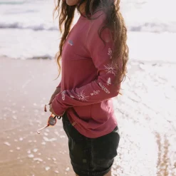 Passenger Tops & T-Shirts|Best Sellers>Dawn Recycled Cotton LS T-Shirt Earth Red