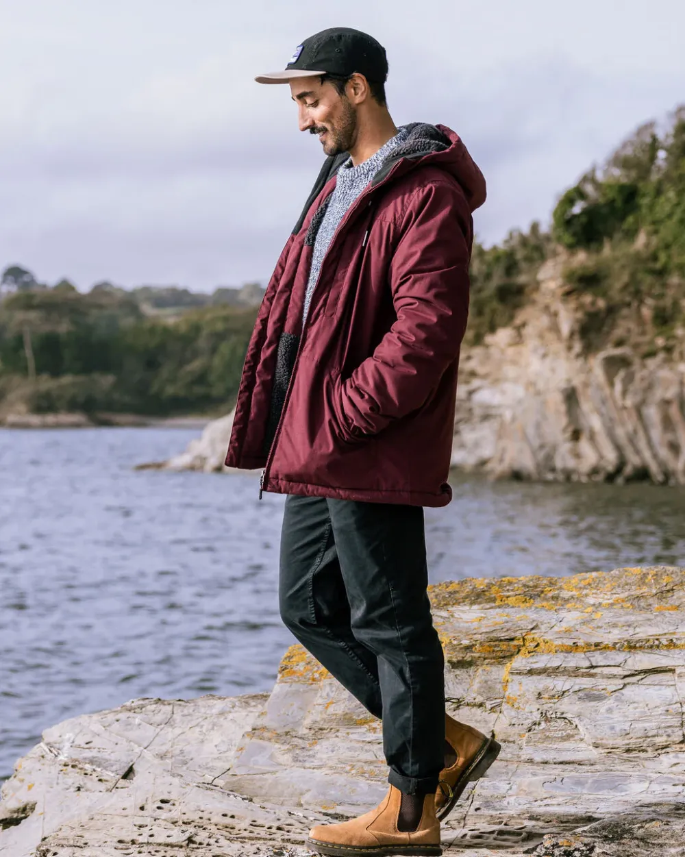 Passenger Men's Outlet|Men's>Discover Recycled Sherpa Lined Jacket Wine