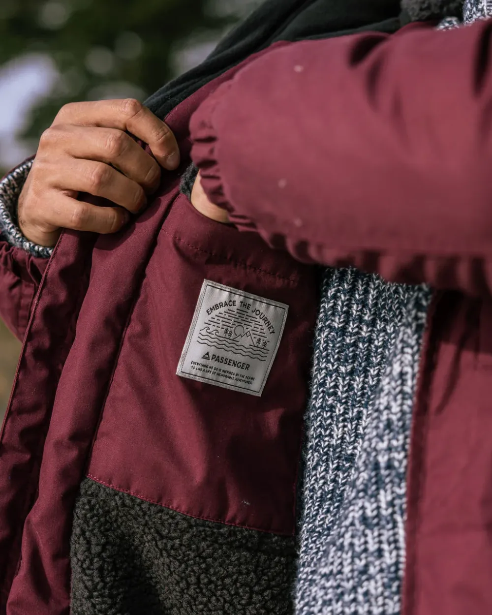 Passenger Men's Outlet|Men's>Discover Recycled Sherpa Lined Jacket Wine