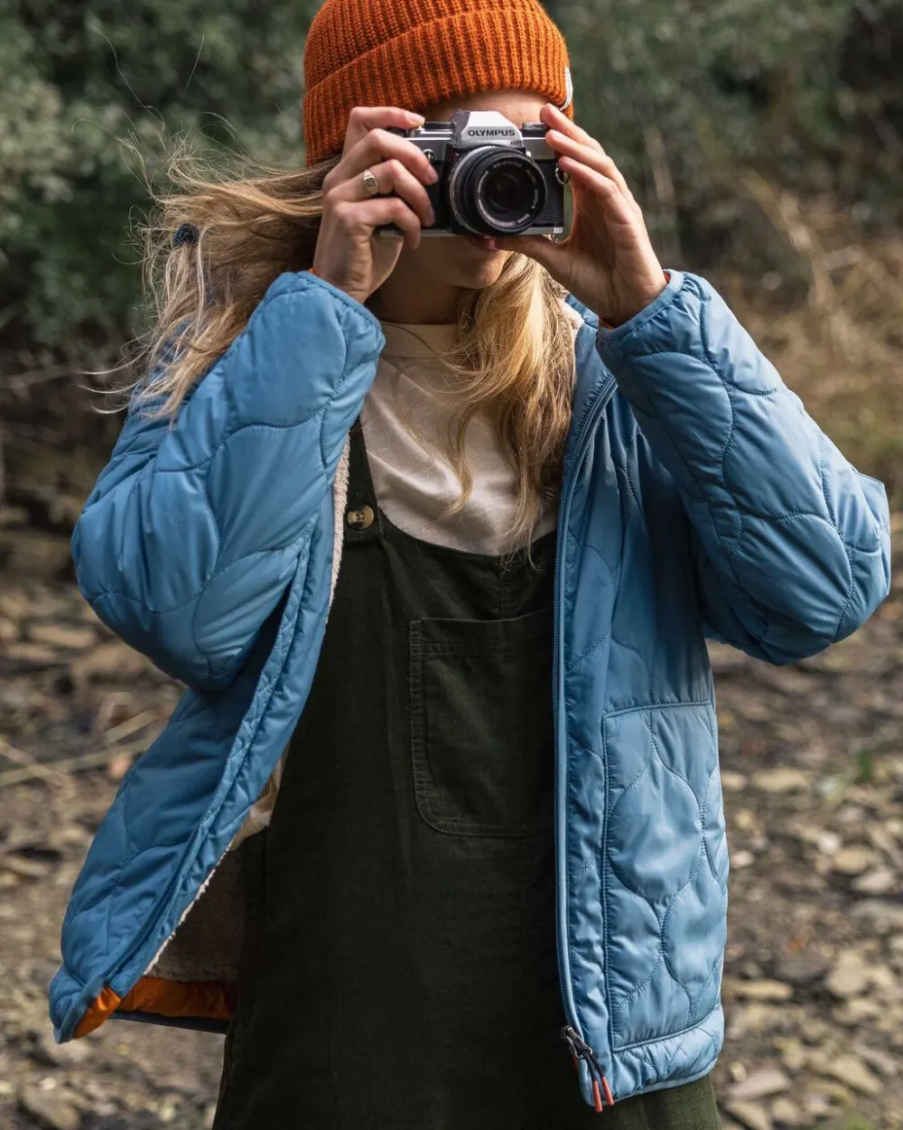 Passenger Insulated|Women's Outlet>Earthy Recycled Sherpa Lined Insulated Jacket Washed Blue