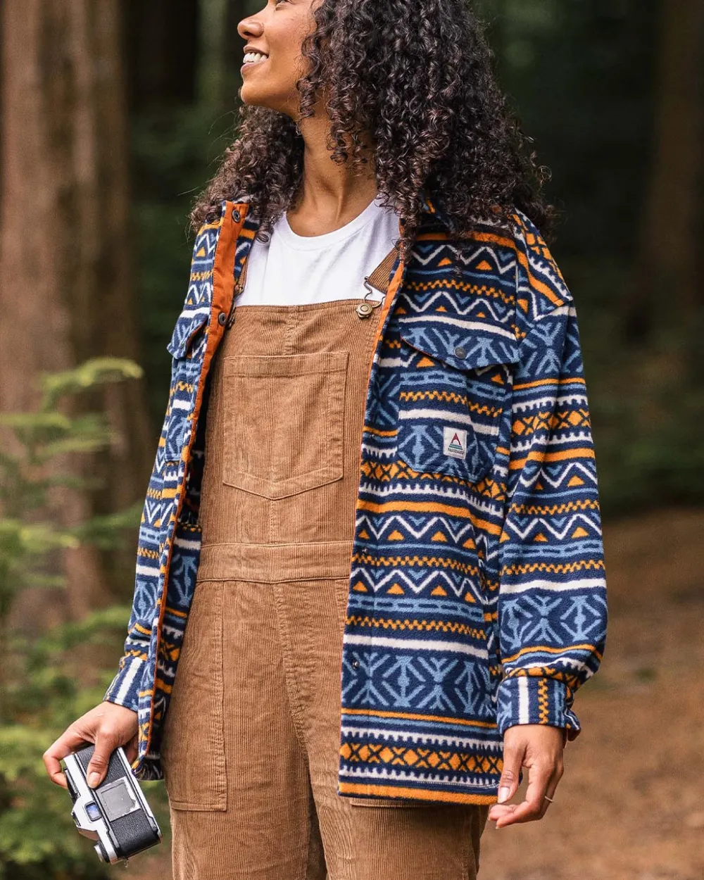 Passenger Shirts|Fleece>East Recycled Polar Oversized Shirt Homespun Stripe Navy