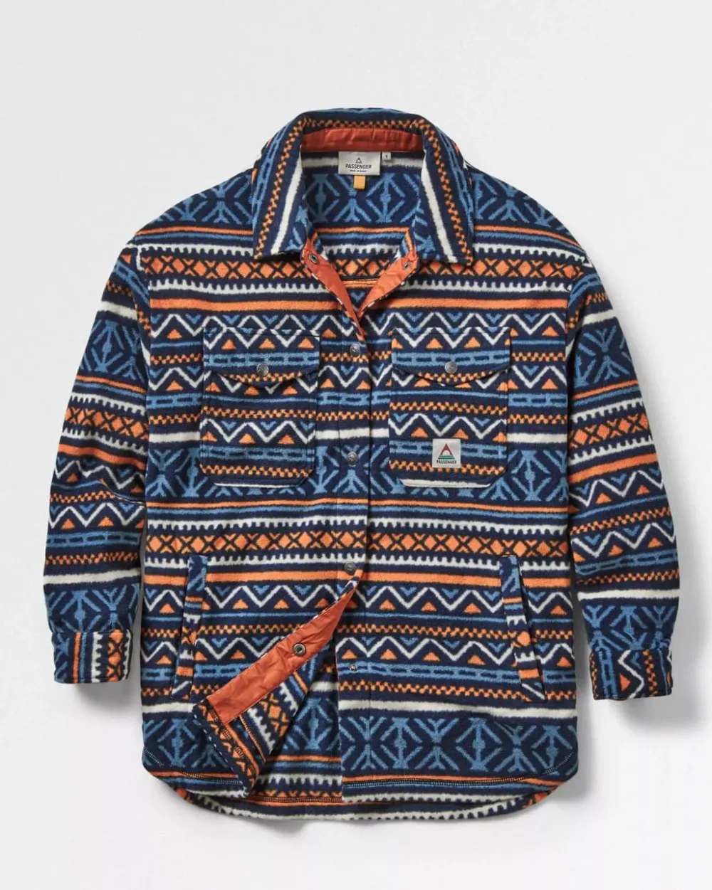 Passenger Shirts|Fleece>East Recycled Polar Oversized Shirt Homespun Stripe Navy