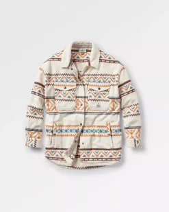 Passenger Shirts|Fleece>East Recycled Polar Oversized Shirt Homespun Stripe Sunrise Orange