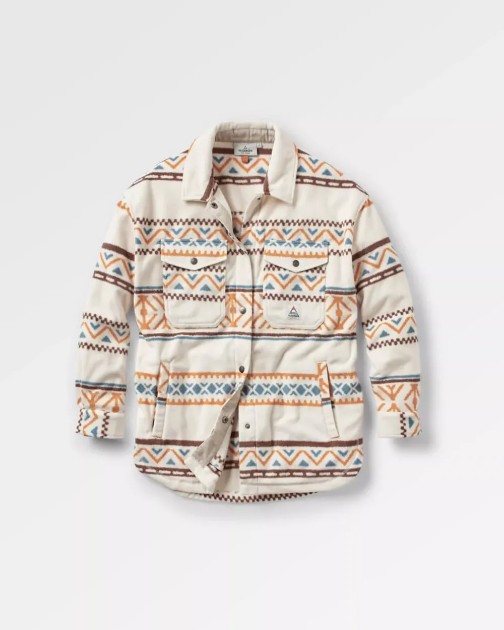 Passenger Shirts|Fleece>East Recycled Polar Oversized Shirt Homespun Stripe Sunrise Orange